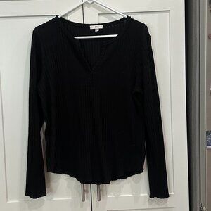 BP. Women's XL Sweater, Black, Open Collar Front